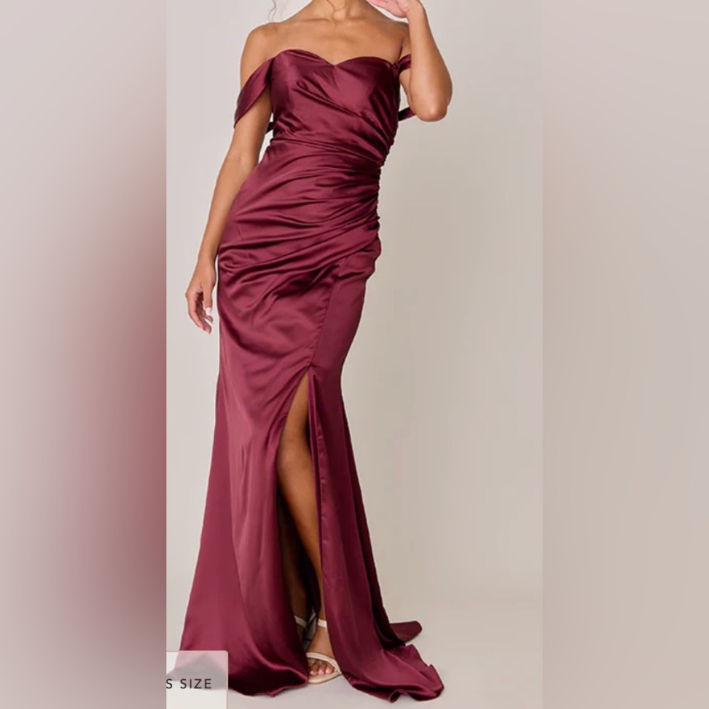 Ariel Convertible Satin Dress Burgundy Red